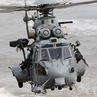 Helicopter over river